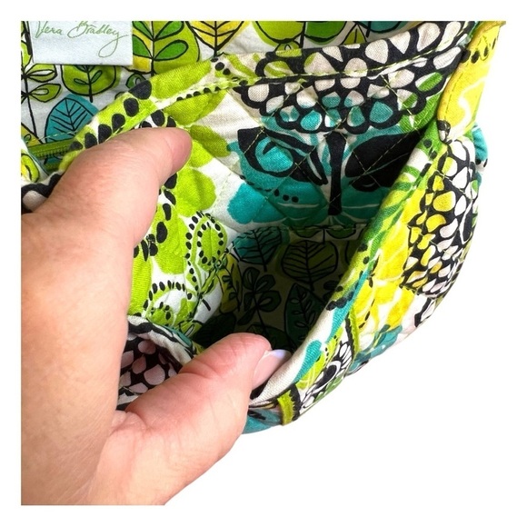 Vera Bradley Limes Up Pattern Green Floral Quilted Shoulder Crossbody Saddle Bag - Picture 6 of 13